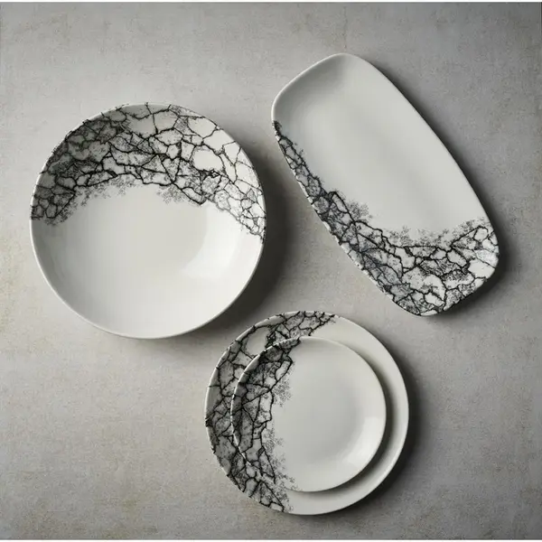 Coupeborden | KINTSUGI ACCENTS | Keramiek | Wit | 12 Stuks | Ø260mm