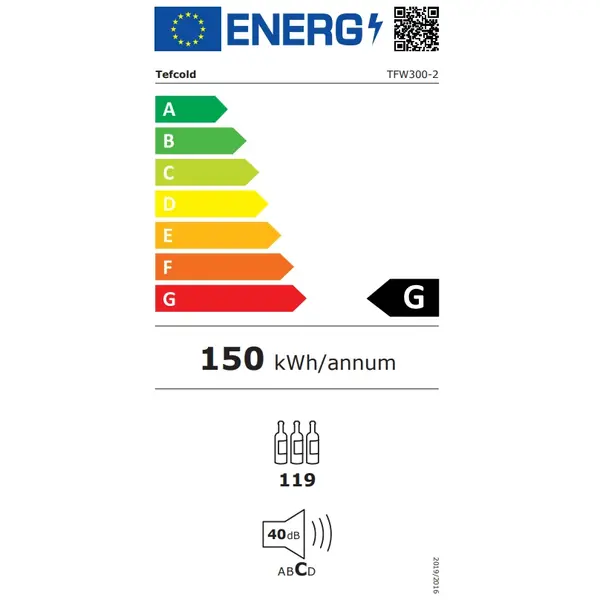 Wijnkoelkast | SERIE TFW | 270L (119x 75cl) | Zwart | 2 Zones | +5°C/+18°C | Statisch + Ventilator | 595x680x1390(h)mm