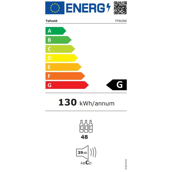 Wijnkoelkast | SERIE TFW | 155L (48x 75cl) | Zwart | 1 Zone | +5°C/+18°C | Statisch + Ventilator | 595x570x820(h)mm