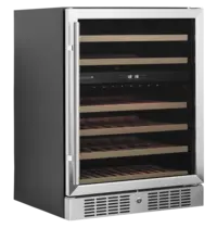 Tefcold Wijnkoelkast | SERIE TFW | 155L (46x 75cl) | RVS/Zwart | 2 Zones | +5°C/+18°C | Statisch + Ventilator | 595x570x820(h)mm