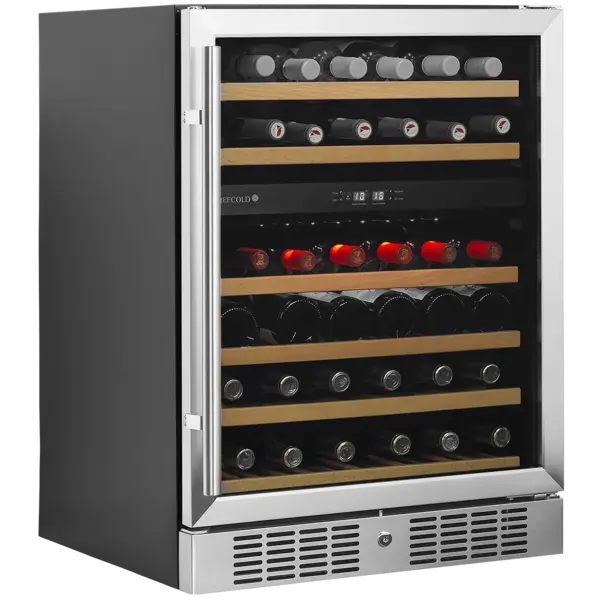 Wijnkoelkast | SERIE TFW | 155L (46x 75cl) | RVS/Zwart | 2 Zones | +5°C/+18°C | Statisch + Ventilator | 595x570x820(h)mm