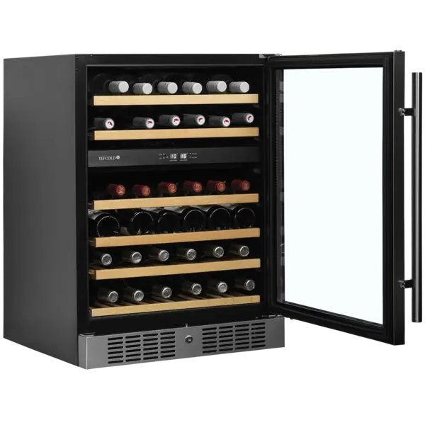Wijnkoelkast | SERIE TFW | 155L (46x 75cl) | RVS/Zwart | 2 Zones | +5°C/+18°C | Statisch + Ventilator | 595x570x820(h)mm