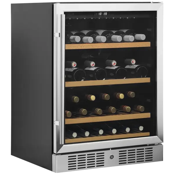 Wijnkoelkast | SERIE TFW | 155L (48x 75cl) | RVS/Zwart | 1 Zone | +5°C/+18°C | Statisch + Ventilator | 595x570x820(h)mm