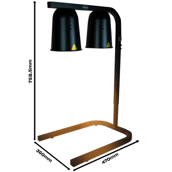 Warmhoudbrug | Zwart | Hoogte Verstelbaar | Infraroodlampen (2x 250W) | 1/1 GN | 453x360x790(h)mm
