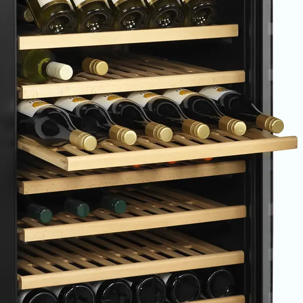 Wijnkoelkast | SERIE TFW | 416L (163x 75cl) | Zwart | 2 Zones | +5°C/+18°C | Statisch + Ventilator | 595x680x1760(h)mm