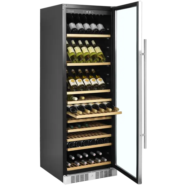 Wijnkoelkast | SERIE TFW | 426L (165x 75cl) | RVS/Zwart | 1 Zone | +5°C/+18°C | Statisch + Ventilator | 595x680x1760(h)mm