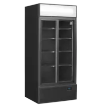 Tefcold Koelkast | SERIE FSC | 707L | Zwart | +2°C/+10°C | Geforceerd | Schuifdeuren | Wielen | 890x740x1990(h)mm