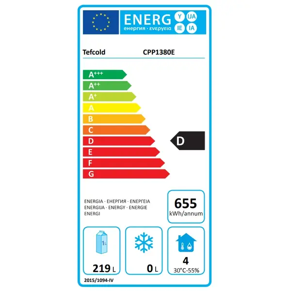 Wijnkoelkast | CPP | 372L (118x 75cl) | Zwart | 1 Zone | +1°C/+18°C | Statisch + Ventilator | 595x640x1840(h)mm
