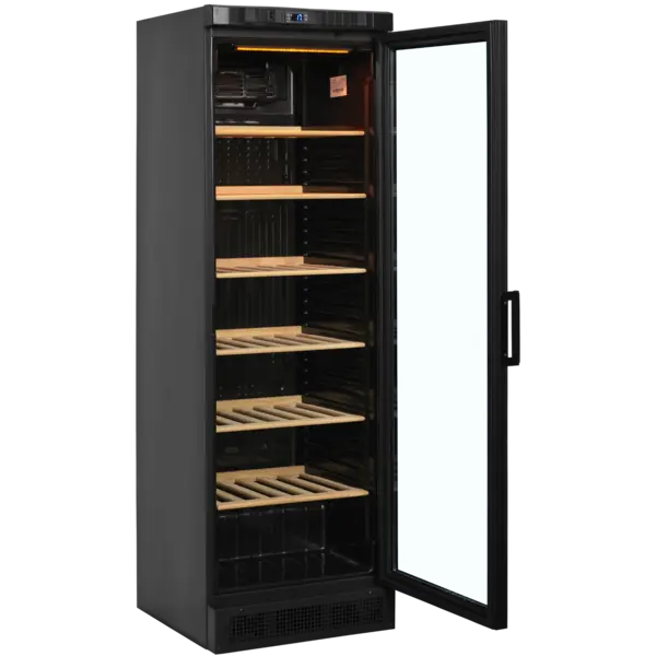 Wijnkoelkast | CPV | 372L (118x 75cl) | Zwart | 1 Zone | +1°C/+18°C | Statisch + Ventilator | 595x640x1840(h)mm