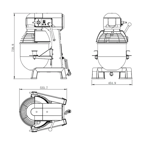 Planeetmenger | 7.5kg/20L | 3 Snelheden | Vaste Kop | Verwijderbare Kom | 1.1kW (230V) | 455x537x740(h)mm