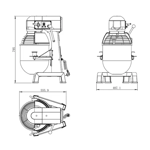 Planeetmenger | 10.5kg/30L | 3 Snelheden | Vaste Kop | Verwijderbare Kom | 1.5kW (230V) | 488x556x795(h)mm
