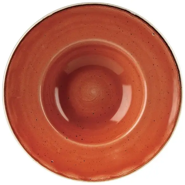 Diepe Borden | STONECAST | Keramiek | Donkeroranje | 12 Stuks | Ø240mm
