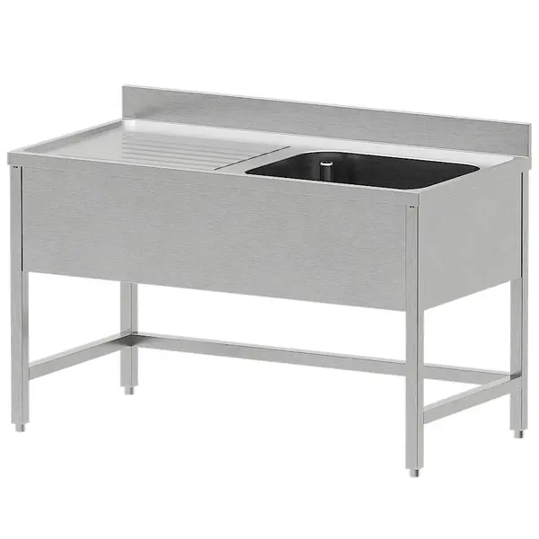 Spoeltafel | ECO | RVS | 1 Spoelbak (Rechts) + Afdruipvlak | Achteropstand | 1400x700x865/965(h)mm