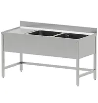 Diverso by Diamond Spoeltafel | ECO | RVS | 2 Spoelbakken (Rechts) + Afdruipvlak | Achteropstand | 1600x700x865/965(h)mm