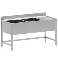 Diverso by Diamond Spoeltafel | ECO | RVS | 2 Spoelbakken (Links) + Afdruipvlak | Achteropstand | 1600x700x865/965(h)mm 