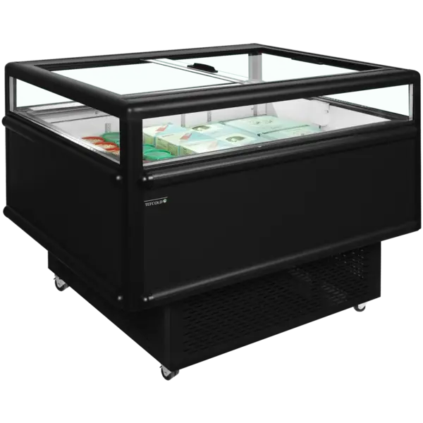 Koel-/Vrieseiland | 200L | Zwart | -18°C/-24°C & -2°C/+5°C | Geforceerd | Schuifdeksels | Wielen (Geremd) | 1255x1015x962(h)mm