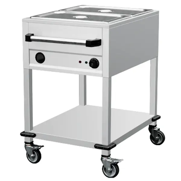 Bain-Marie Wagen | Elektrisch | 2x 1/1 GN | 30°C/110°C | 1.5kW (230V) | Aftapkraan | 570x880x900(h)mm