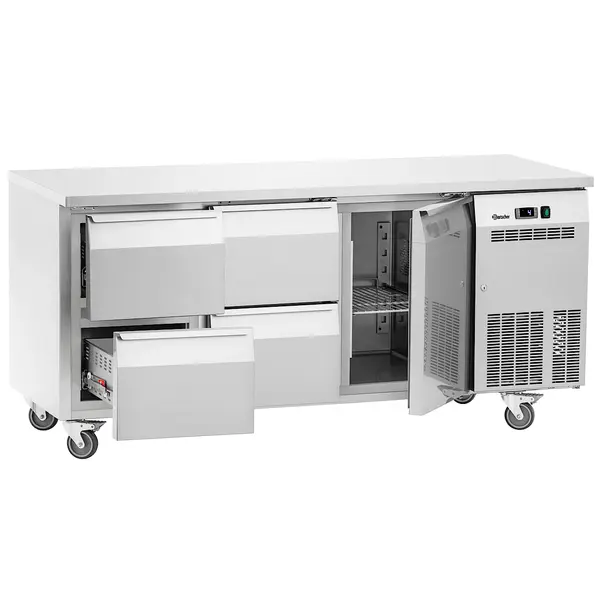 Koelwerkbank | EASY | 425L | 1 Deur + 4 Laden (1/1 GN) | 0°C/+8°C | Geforceerd | Wielen (Geremd) | 1800x700x850(h)mm