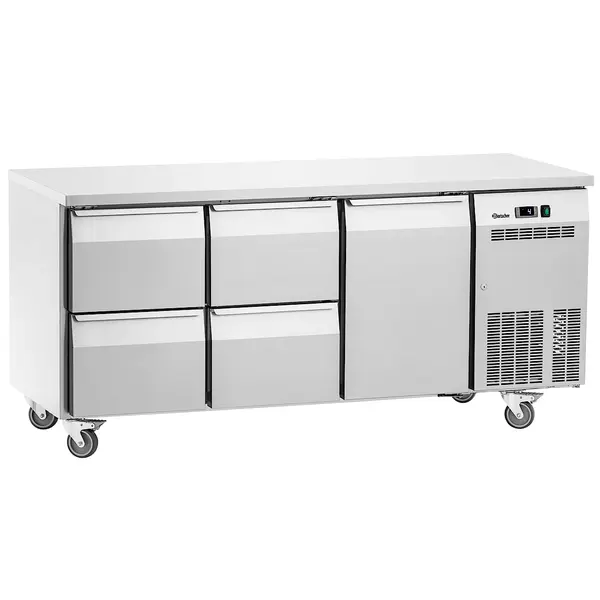 Koelwerkbank | EASY | 425L | 1 Deur + 4 Laden (1/1 GN) | 0°C/+8°C | Geforceerd | Wielen (Geremd) | 1800x700x850(h)mm