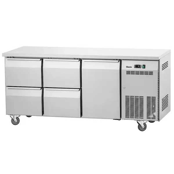 Koelwerkbank | EASY | 425L | 1 Deur + 4 Laden (1/1 GN) | 0°C/+8°C | Geforceerd | Wielen (Geremd) | 1800x700x850(h)mm