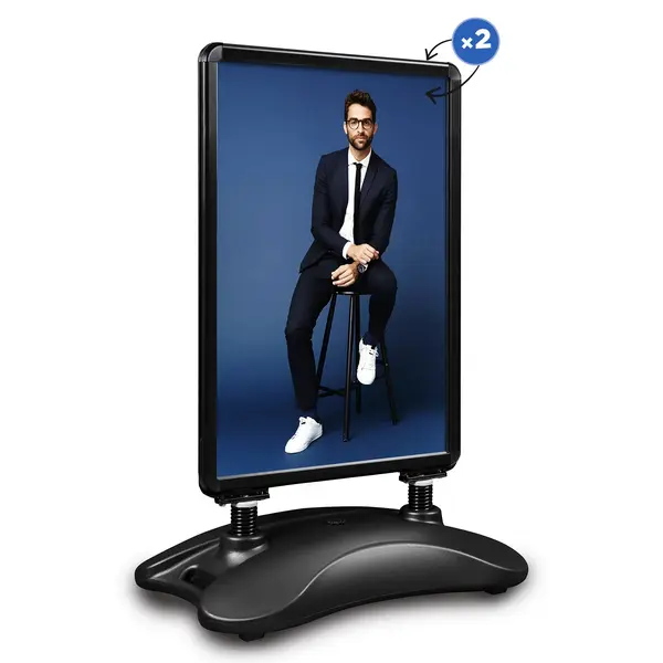 Stoepbord | HAMPTON | Zwart | Kliklijst (A0) | Windbestendig + Verrijdbaar