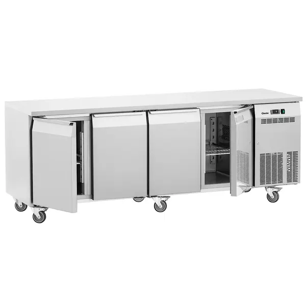 Koelwerkbank | EASY | 565L | 4 Deuren (1/1 GN) | 0°C/+8°C | Geforceerd | Wielen (Geremd) | 2250x700x850(h)mm