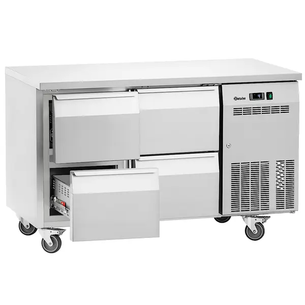 Koelwerkbank | EASY | 285L | 4 Laden (1/1 GN) | 0°C/+8°C | Geforceerd | Wielen (Geremd) | 1350x700x850(h)mm