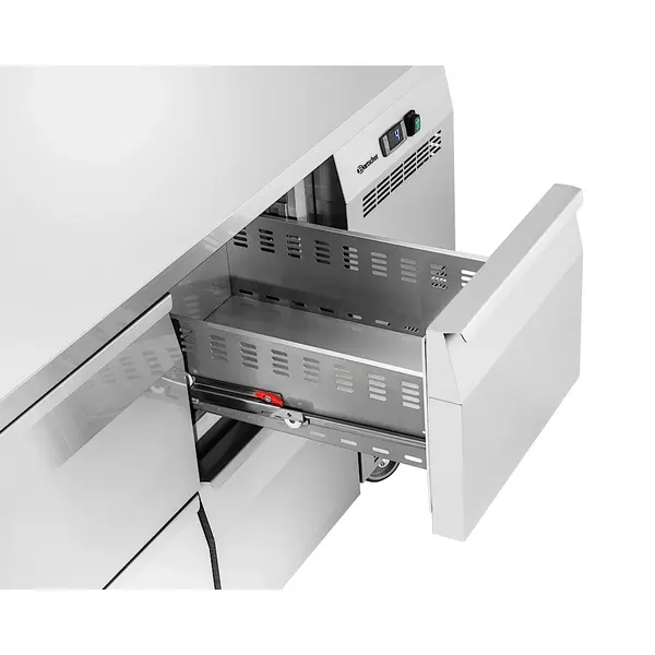 Koelwerkbank | EASY | 285L | 4 Laden (1/1 GN) | 0°C/+8°C | Geforceerd | Wielen (Geremd) | 1350x700x850(h)mm
