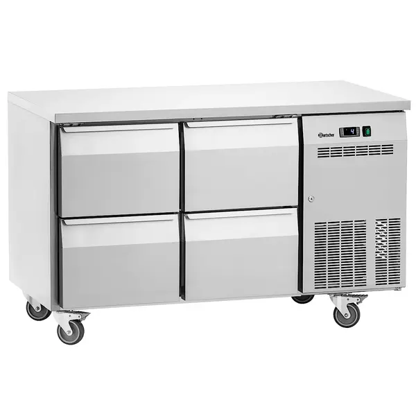 Koelwerkbank | EASY | 285L | 4 Laden (1/1 GN) | 0°C/+8°C | Geforceerd | Wielen (Geremd) | 1350x700x850(h)mm