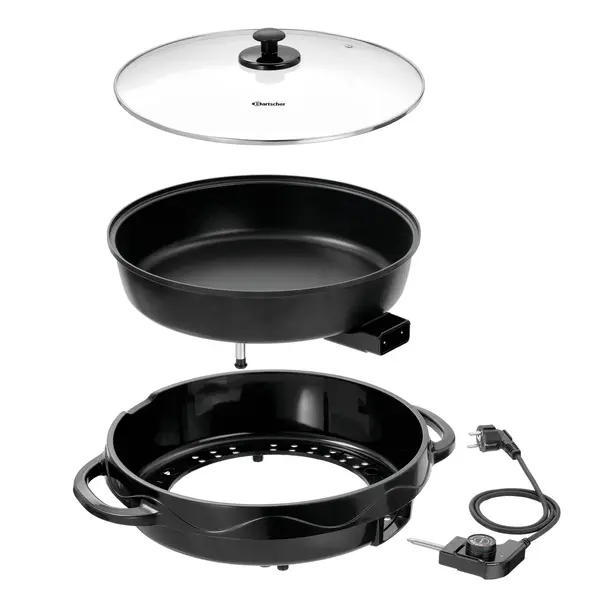 Multibraadpan | Zwart | Aluminium/Kunststof | 7L | Antiaanbaklaag | Uitneembare Pan (Ø360mm) | 1.75kW (230V) | 500x470x190(h)mm