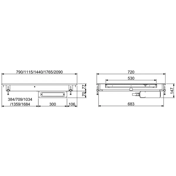 Verwarmde Keramische Plaat | DROP-IN | 5/1 GN | 30°C/100°C | 1765x610x147(h)mm