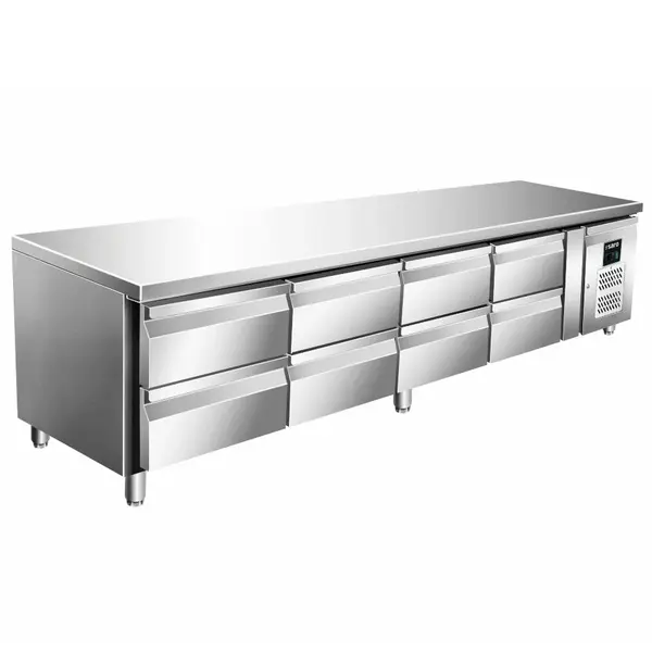Koelwerkbank | Laag Model | 314L | 8 Laden (1/1 GN) | -2°C/+8°C | Geforceerd | 2230x700x700(h)mm