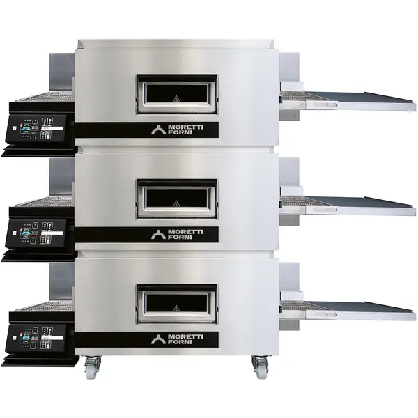Tunneloven | serieT T98E | Elektrisch | Ca. 125/uur (Ø33cm) | Band 81cm | 25°C/320°C | 21.8kW (400V) | Stapelbaar | Touchscreen | WiFi + App | 2050x1531x620(h)mm