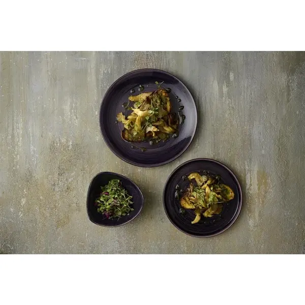 Coupeborden | STONECAST PATINA | Keramiek | Donkerpaars | 12 Stuks | Ø260mm