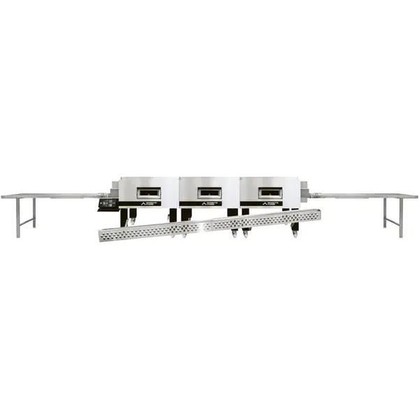 Tunneloven | serieT T98E-XL | Elektrisch | Ca. 375/uur (Ø33cm) | Band 81cm | 25°C/320°C | 65.7kW (400V) | Touchscreen | WiFi + App | 4386x1455x620(h)mm