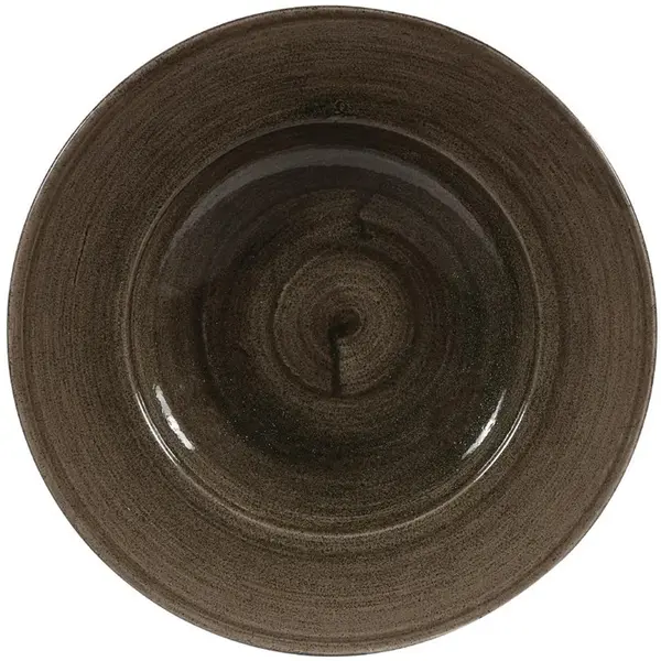 Diepe Borden | STONECAST PATINA | Porselein | Donkerbruin | 12 Stuks | Ø280mm