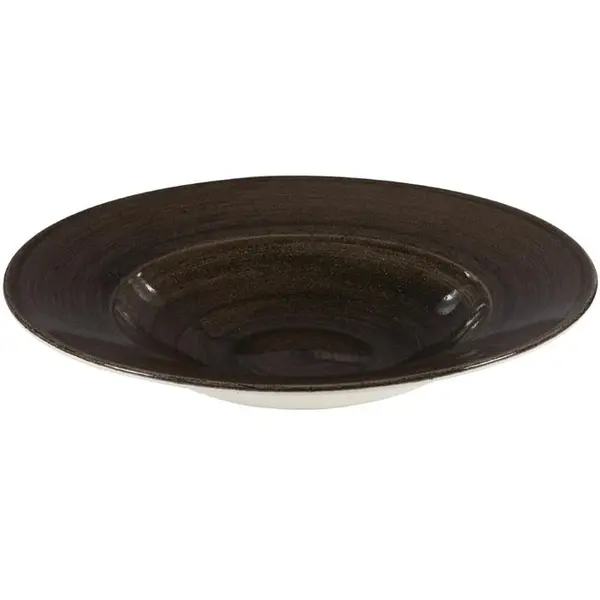 Diepe Borden | STONECAST PATINA | Porselein | Donkerbruin | 12 Stuks | Ø280mm