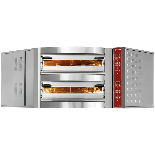 Hoek-Pizzaoven | Elektrisch | 8+8x Ø35cm | ≤400°C | 23.6kW (230V) | Stapelbaar | 1445x1639x777(h)mm