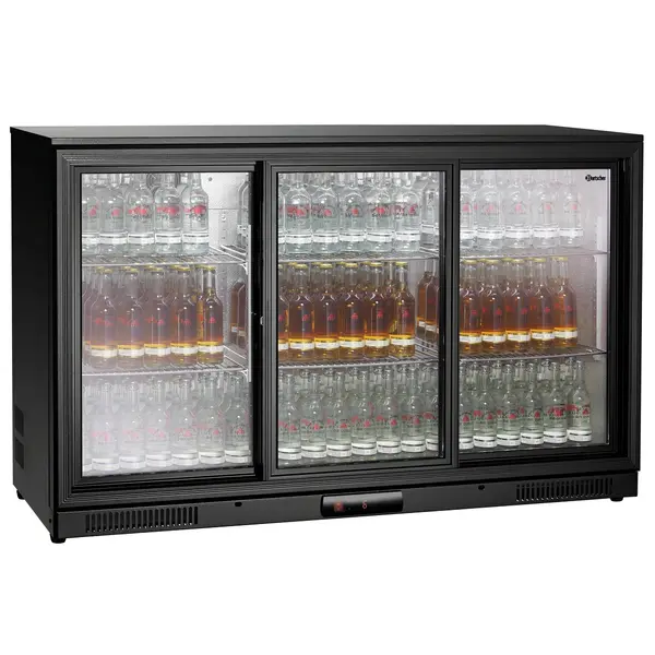 Barkoelkast | 280L | Zwart | +1°C/+9°C | Statisch + Ventilator | Schuifdeuren | 1335x525x850(h)mm