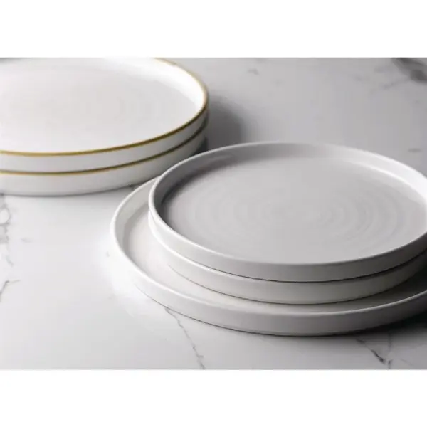 Borden | STONECAST | Keramiek | Wit | 6 Stuks | Ø275x20(h)mm