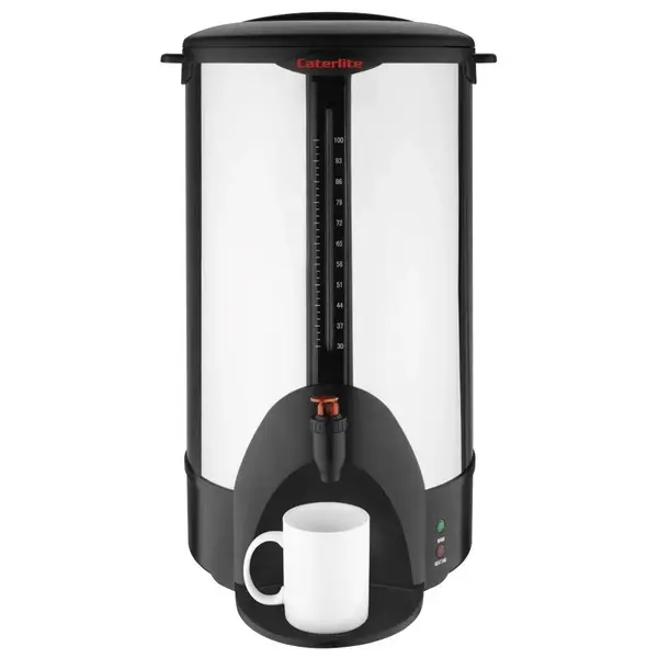 Koffiepercolator | RVS/Zwart | 15L | 1.5kW (230V) | Dubbelwandig | Lekbak | 330x350x560(h)mm