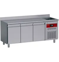 Diamond Koelwerkbank | GASTRO LINE EVO | 405L | 3 Deuren (1/1 GN) | -2°C/+8°C | Geforceerd | Achteropstand | Spoelbak | Werkblad Afneembaar | 1920x700x850/1000(h)mm 