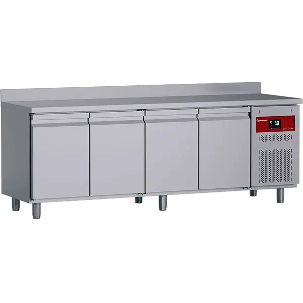 Koelwerkbank | GASTRO LINE EVO | 550L | 4 Deuren (1/1 GN) | -2°C/+8°C | Geforceerd | Achteropstand | Werkblad Afneembaar | 2295x700x850/1000(h)mm