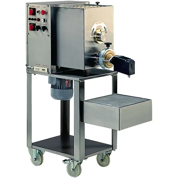Pastamachine | Elektrisch | 15-18kg/u | Incl. 4 Matrijzen | 1.2kW (230V) | Wielen (Geremd) | 400x580x1120(h)mm