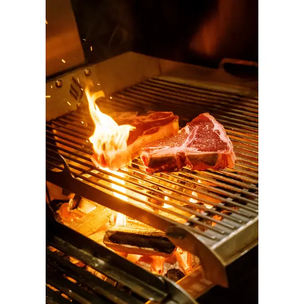 In-/Opbouw Houtskoolgrill | PARRILLA BI | Oppervlak 1500x620 | Verstelbare Grillhoogte/-Hoek | 1800x760x980(h)mm