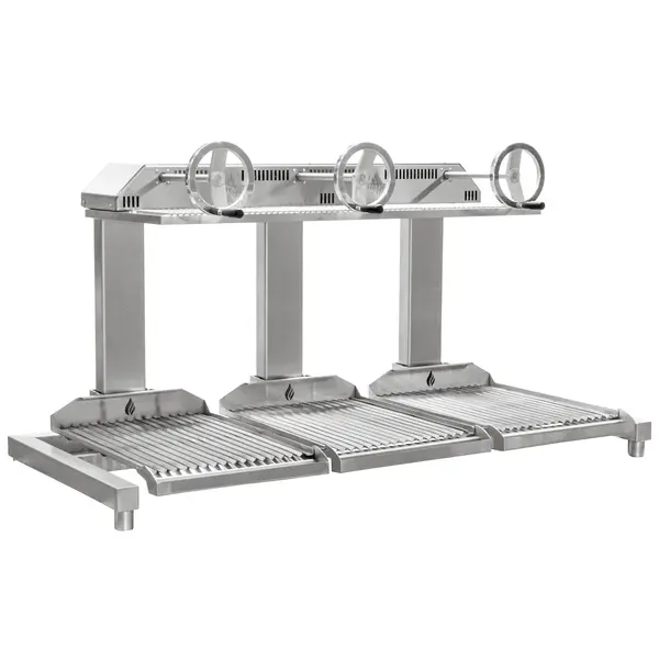 In-/Opbouw Houtskoolgrill | PARRILLA BI | Oppervlak 1500x620 | Verstelbare Grillhoogte/-Hoek | 1800x760x980(h)mm
