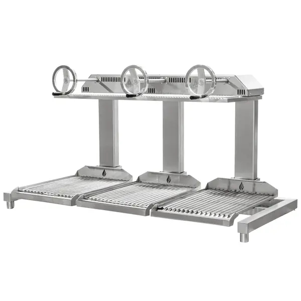 In-/Opbouw Houtskoolgrill | PARRILLA BI | Oppervlak 1500x620 | Verstelbare Grillhoogte/-Hoek | 1800x760x980(h)mm
