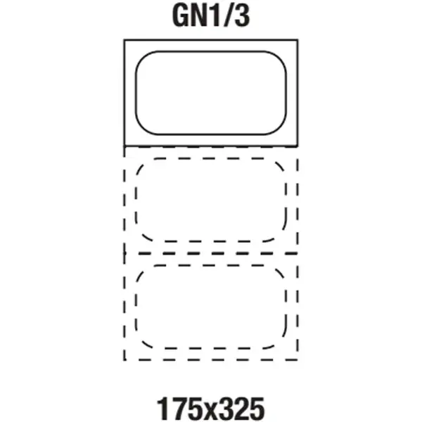 GN-Bak | RVS | 1/3 GN | Hoogte 150mm | 325x176x150(h)mm