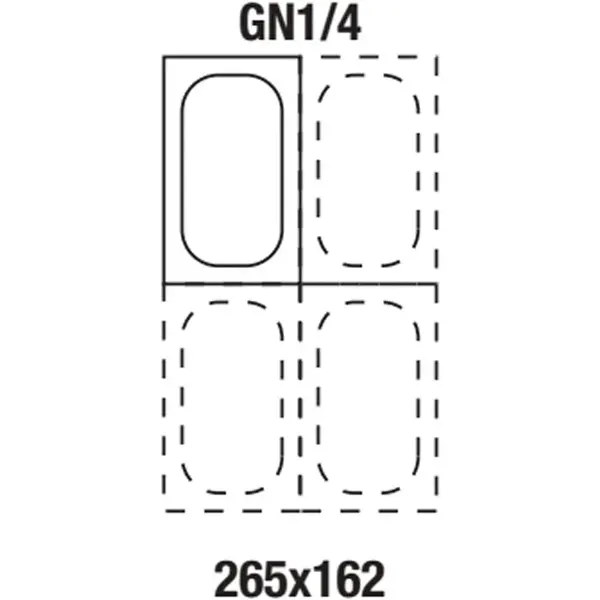 GN-Bak | RVS | 1/4 GN | Hoogte 150mm | 265x162x150(h)mm