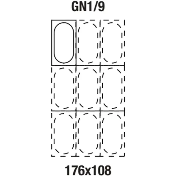 GN-Bak | RVS | 1/9 GN | Hoogte 100mm | 176x108x100(h)mm